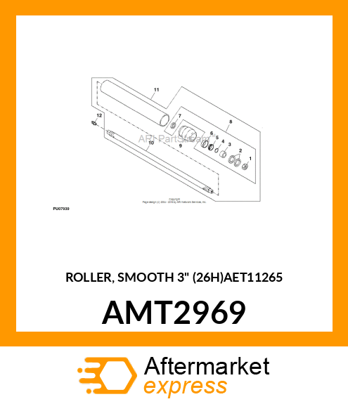 ROLLER, SMOOTH 3" (26H)AET11265 AMT2969