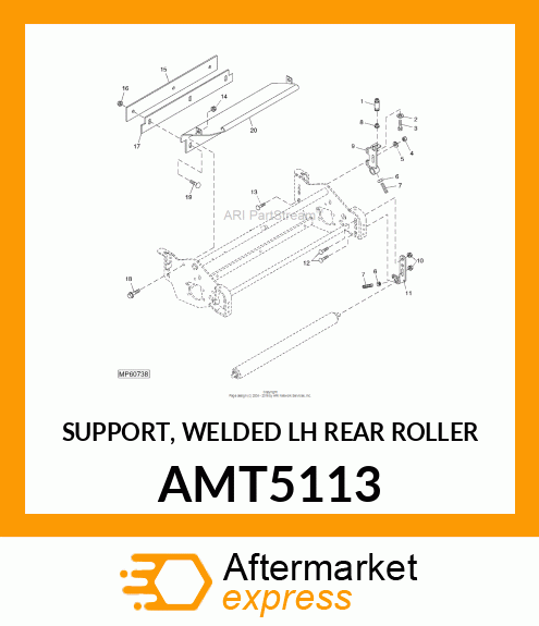 SUPPORT, WELDED LH REAR ROLLER AMT5113