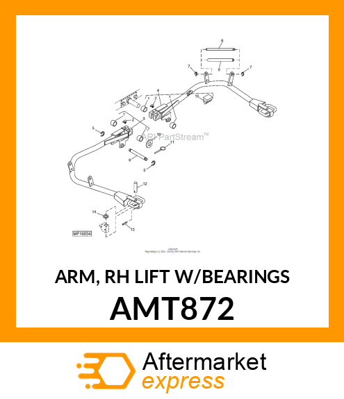 ARM, RH LIFT W/BEARINGS AMT872