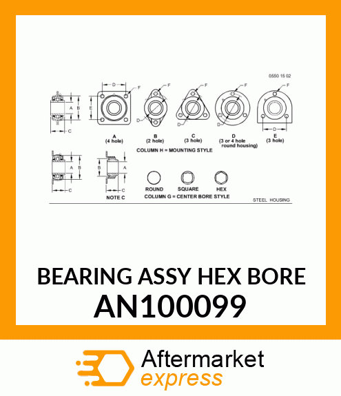 BEARING ASSY HEX BORE AN100099