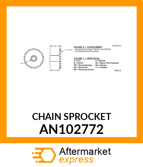 SPROCKET ASSY 17T ANSI50 AN102772