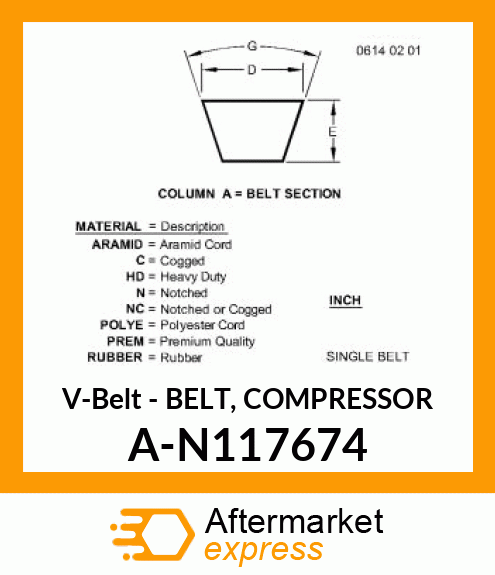 V-Belt - BELT, COMPRESSOR A-N117674