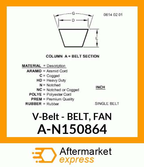 V-Belt - BELT, FAN A-N150864