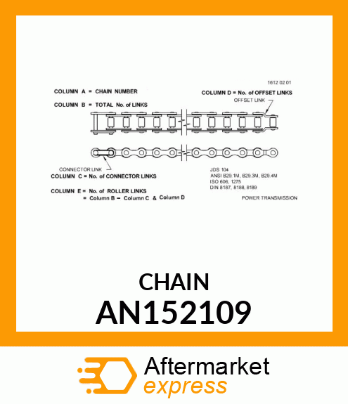 CHAIN ASSY 128 PITCHES ANSI80 AN152109