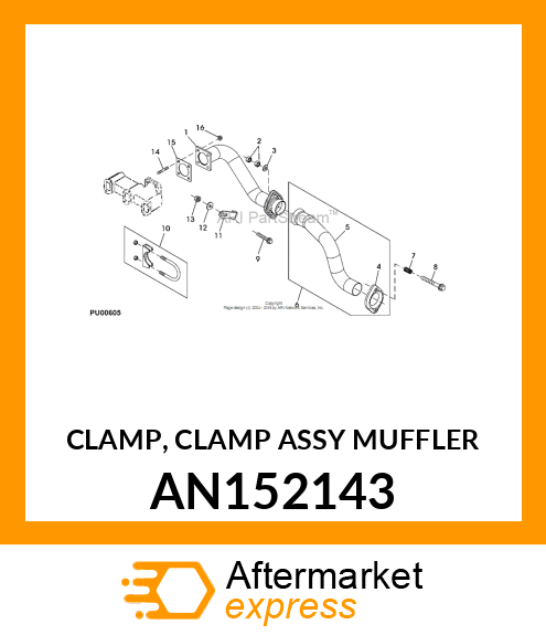 CLAMP, CLAMP ASSY MUFFLER AN152143
