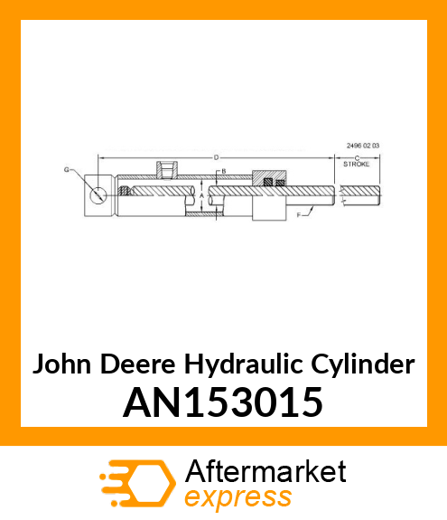 HYDRAULIC CYLINDER, 1.88 X 10.88 S. AN153015