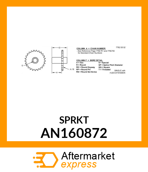 SPROCKET ASSY 20T ANSI 2040 AN160872