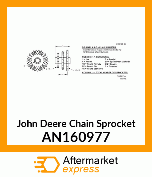 CHAIN SPROCKET, SPROCKET ASSY 22T AN160977