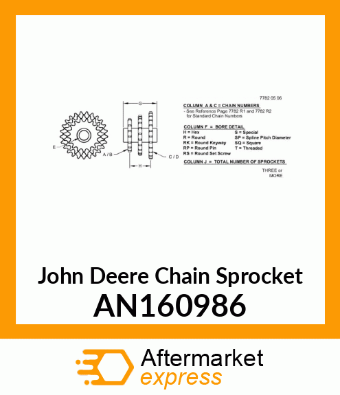 CHAIN SPROCKET, SPROCKET ASSY 15T 1 AN160986