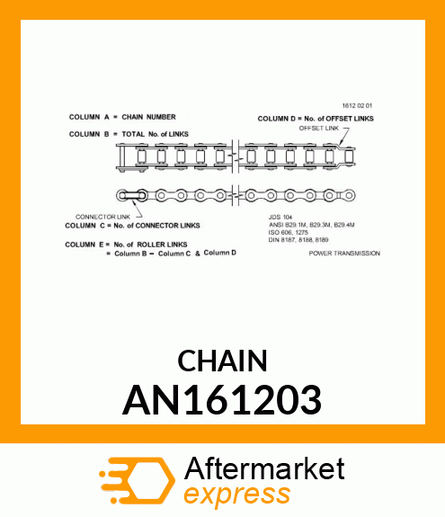 CHAIN ASSY ANSI41 113 PITCHES AN161203