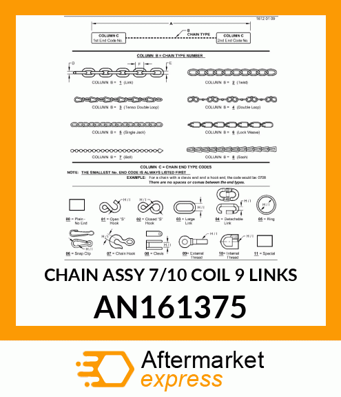 CHAIN ASSY 7/10 COIL 9 LINKS AN161375