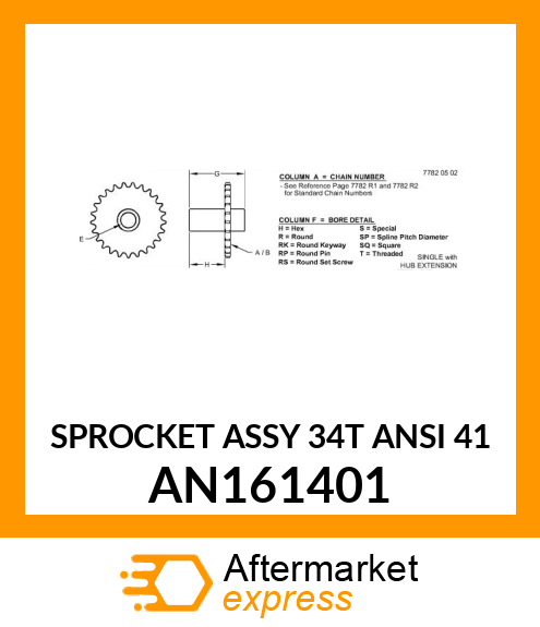 SPROCKET ASSY 34T ANSI 41 AN161401