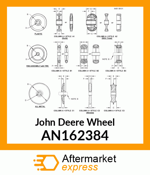 SERVICE PRESSWHEEL, 4" SOLID 9400 AN162384