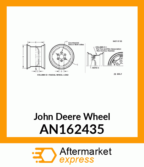 WHEEL ASSY 6.00 X 15 AN162435