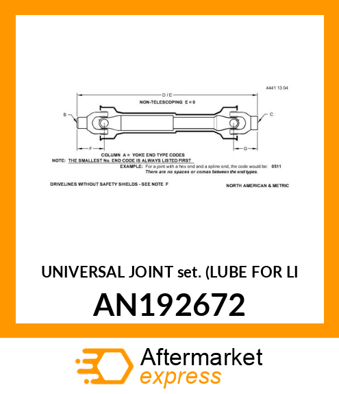 UNIVERSAL JOINT SET LUBE FOR LI AN192672