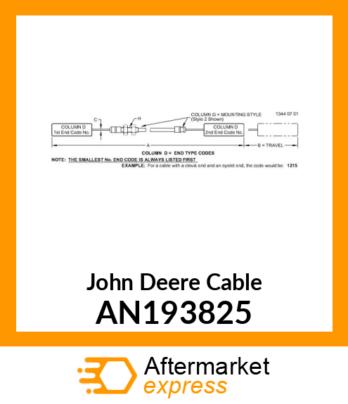 CABLE ASSY TRANS SHIFT AN193825