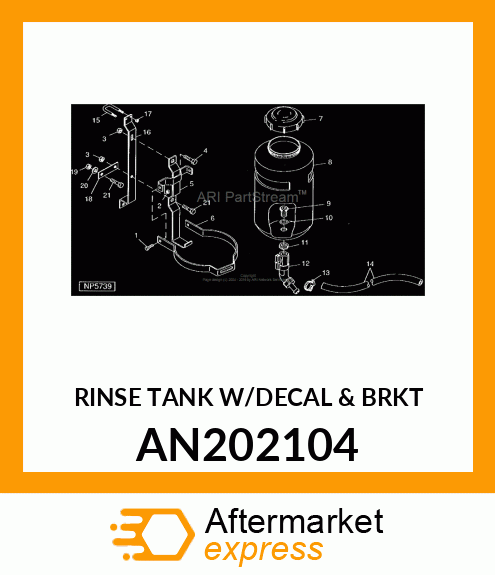 RINSE TANK W/DECAL amp; BRKT AN202104