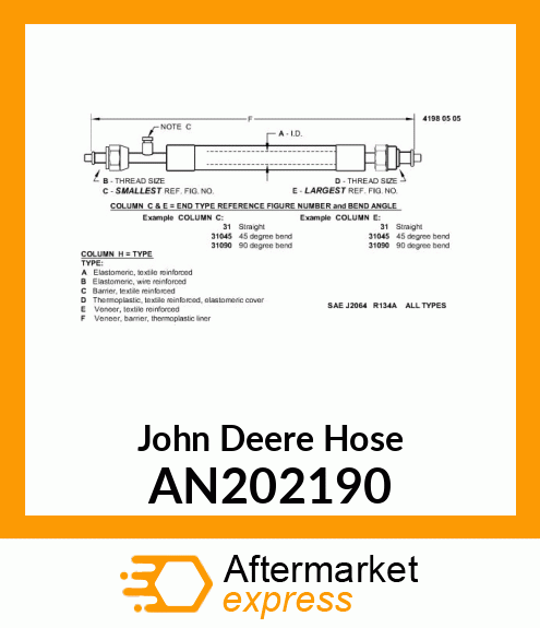 HOSE ASSY 5/16 DEHYDRATOR OUTLET AN202190