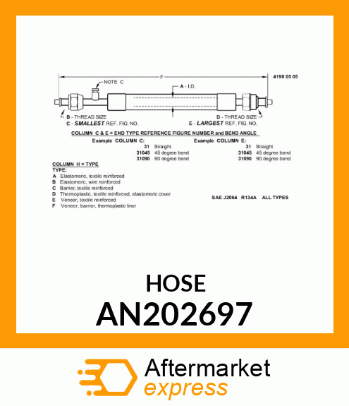 HOSE ASSY SUCT.TO COMP. AN202697