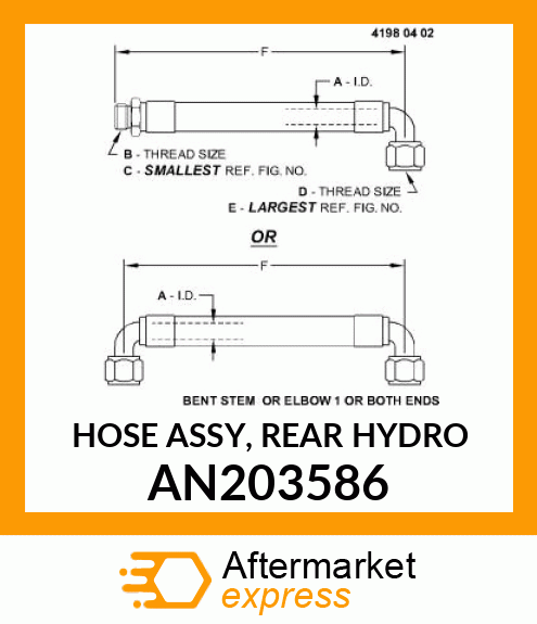 HOSE ASSY, REAR HYDRO AN203586