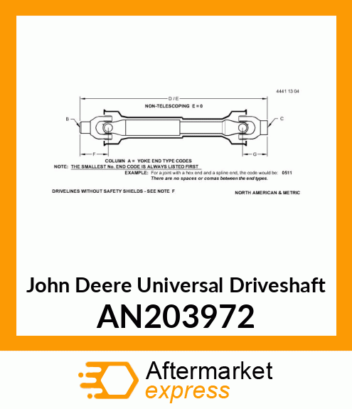 UNIVERSAL DRIVESHAFT, DRIVESHAFT AS AN203972