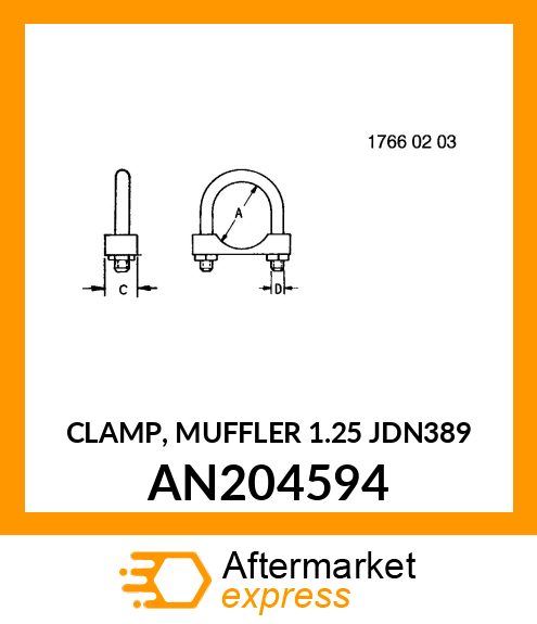 CLAMP, MUFFLER 1.25 JDN389 AN204594