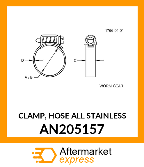 CLAMP, HOSE ALL STAINLESS AN205157