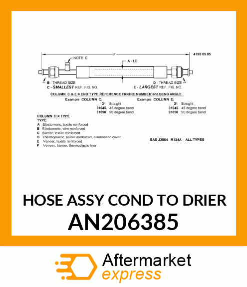 HOSE ASSY COND TO DRIER AN206385