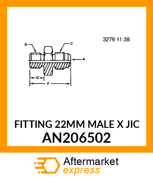 FITTING 22MM MALE X JIC AN206502