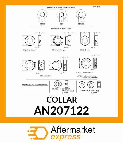 LOCKING COLLAR CENTER PIVOT BEARING AN207122