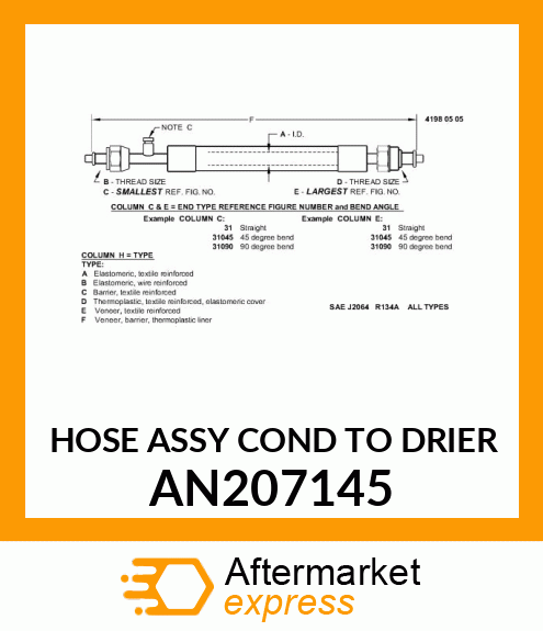 HOSE ASSY COND TO DRIER AN207145