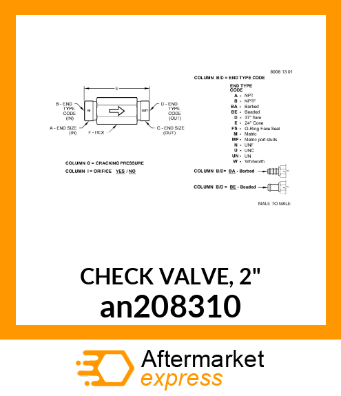 CHECK VALVE, 2" an208310