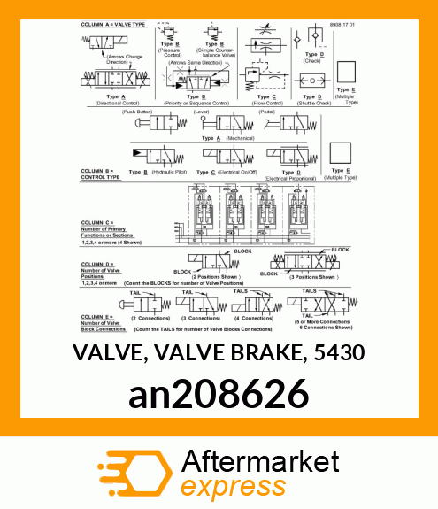 VALVE, VALVE BRAKE, 5430 an208626