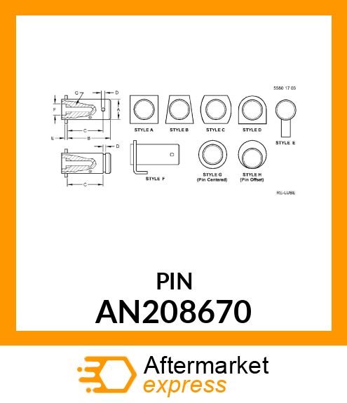 PIN, BOOM LIFT ARM LINKAGE AN208670