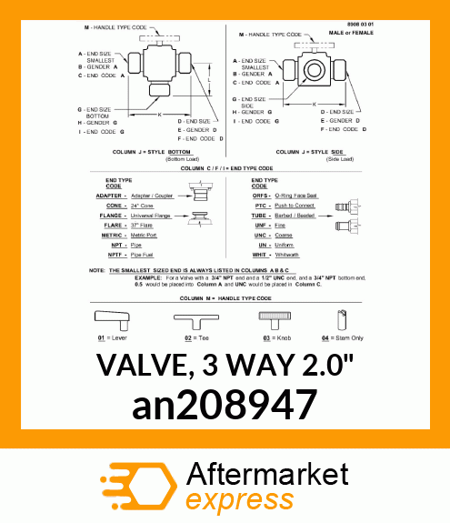 VALVE, 3 WAY 2.0" an208947