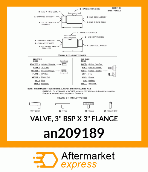 VALVE, 3" BSP X 3" FLANGE an209189