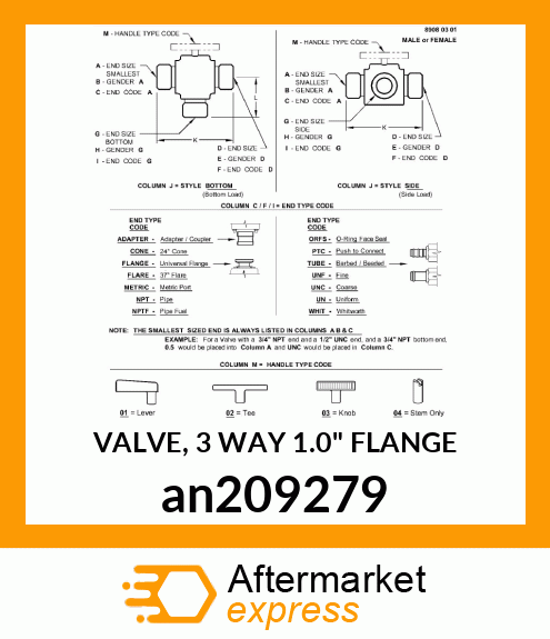 VALVE, 3 WAY 1.0" FLANGE an209279