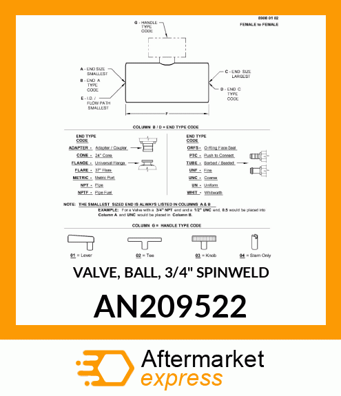 VALVE, BALL, 3/4" SPINWELD AN209522