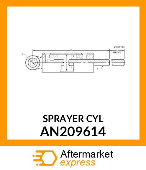 HYDRAULIC CYLINDER, CYL HYD, OUTER AN209614