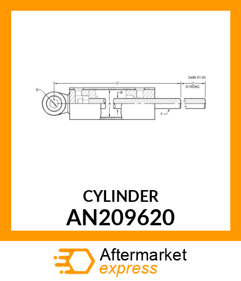 CYL HYD, BOOM FOLD W/ORIFICES AN209620