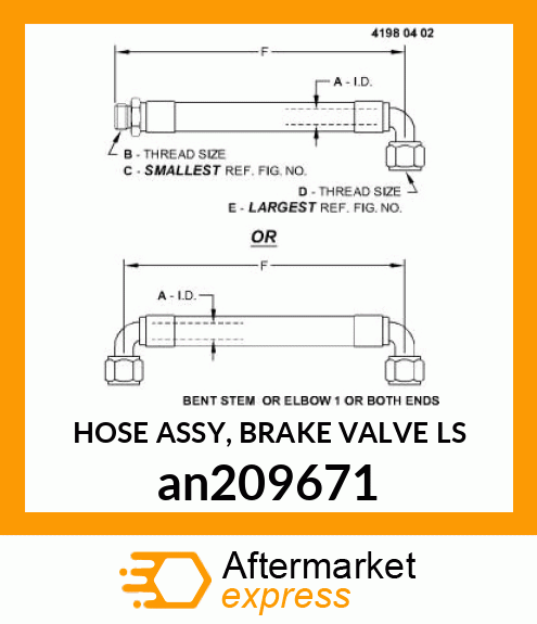 HOSE ASSY, BRAKE VALVE LS an209671