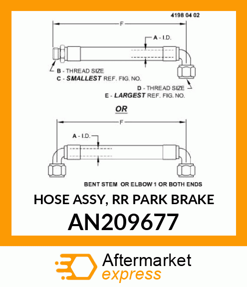 HOSE ASSY, RR PARK BRAKE AN209677