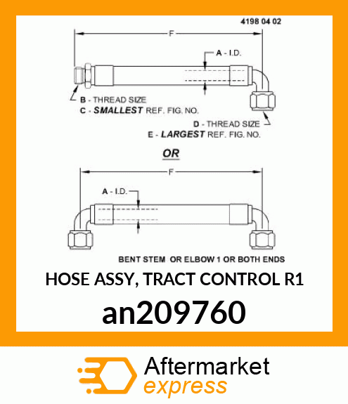 HOSE ASSY, TRACT CONTROL R1 an209760