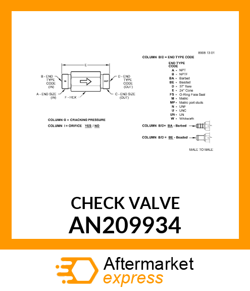 CHECK VALVE, 1.5" FLANGE AN209934