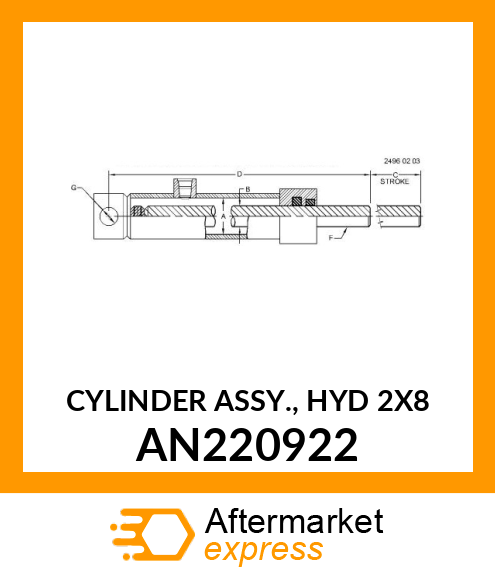 CYLINDER ASSY., HYD 2X8 AN220922