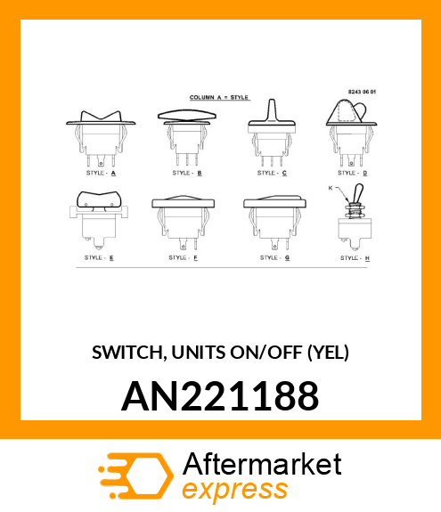 SWITCH, UNITS ON/OFF (YEL) AN221188