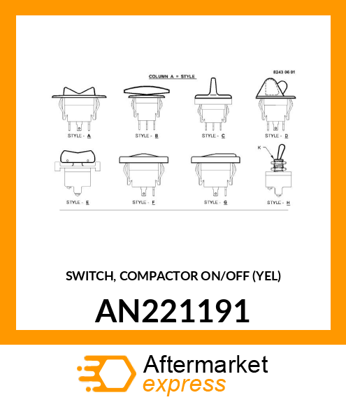 SWITCH, COMPACTOR ON/OFF (YEL) AN221191