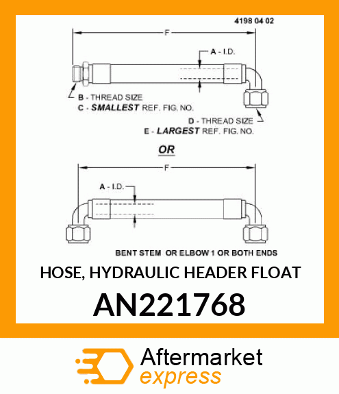 HOSE, HYDRAULIC HEADER FLOAT AN221768