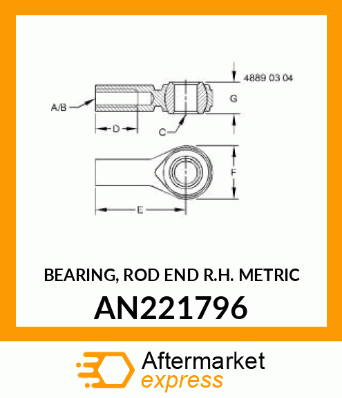 BEARING, ROD END R.H. METRIC AN221796