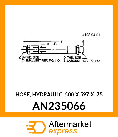 HOSE, HYDRAULIC .500 X 597 X .75 AN235066